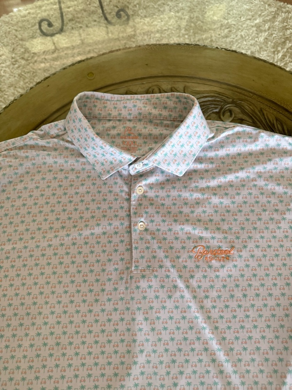 Rhoback Men’s Performance Polo “The Koopa” Palm Tree Golf Cart Size Large XXXL